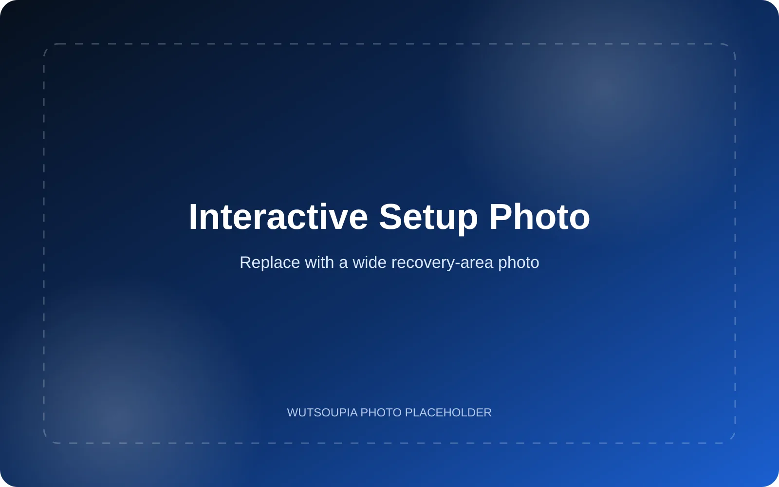 Placeholder recovery-area photo with interactive product markers